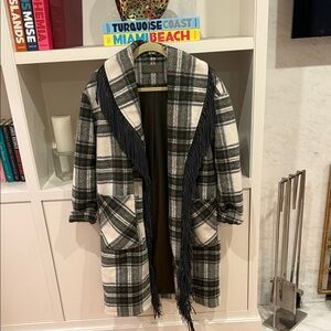 Plaid Fringe Coat